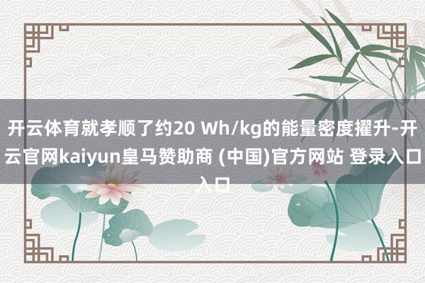 开云体育就孝顺了约20 Wh/kg的能量密度擢升-开云官网kaiyun皇马赞助商 (中国)官方网站 登录入口